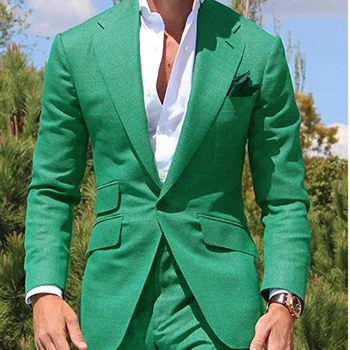 Mai nou Design Mens Cina Costum de Mire, Smokinguri Cavalerii de onoare Costume de Nunta Sacou pentru Bărbați la Modă Verde (Sacou +Pantaloni), Croitor-a Făcut