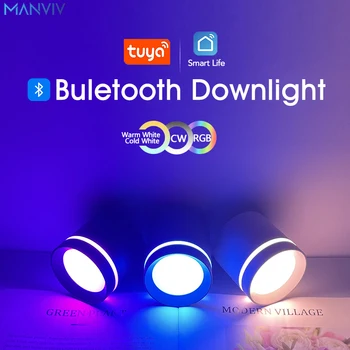 MANVIV Inteligent Estompat Led Downlight 13W 220V cu Tuya Bluetooth Control RGB Spoturi de Tavan cu Led pentru Cameră Decor Interior