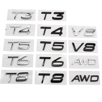 Masina 3D ABS Portbagaj Literele Logo-ul Insigna Emblema Decalcomanii de Styling Autocolant Pentru Volvo T3 T4 T5 T6 T8 V8 AWD XC40 XC60 XC90 S40 S60 S80 S90