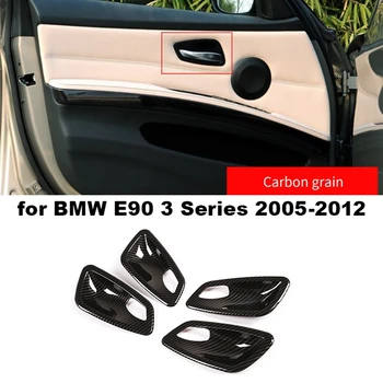Masina Fibra de Carbon Textura Interior Usa Maner Castron cu Capac capitonat Pentru BMW E90 Seria 3 2005-2012 Accesorii