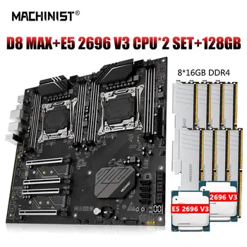 MAȘINIST Placa de baza X99 kit Set LGA 2011-3 CPU Xeon E5 2696 v3 Dual Procesor DDR4 ECC 8pcs*16GB Memorie NVME M. 2 D8 MAX E-ATX