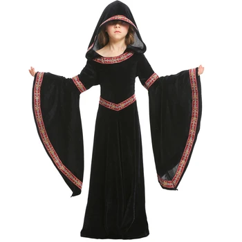 Medieval Cosplay Vampir, Vrăjitoare Rochie de Costume de Halloween pentru Copii Fete Evul mediu Petrecere de Carnaval Performanță Mult Hoody
