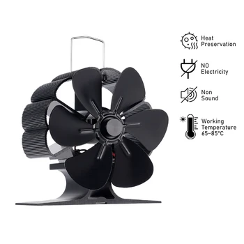 Mini 6 Lame De Căldură Alimentat Aragaz Ventilator Aer Cald Semineu Fan Log Arzător De Lemn Eco Silent Fan Acasă Eficient De Distribuție A Căldurii