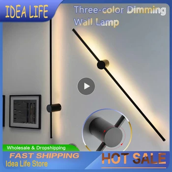 Minimalist Modern Băț Lung Tranșee Lumini de Perete de Iluminat cu Trei culori Reglaj Lampă de Perete 360 ° Rotație Liberă Lungă Lampă de Noptieră