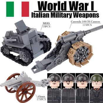 MOC WW1 italiană MIAS Rezervor Blocuri Kituri de Tun 65mm Munte Arma Armura Masina Soldații Armatei Cifre Arme Cărămizi Jucarii