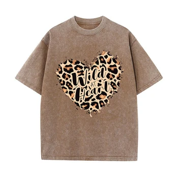 Moda Leopard Sălbatic La Inima Grafice De Sex Masculin Topuri De Vara Supradimensionat Pierde T-Shirt Bumbac Hip Hop Tee Haine De Moda T-Shirt Om