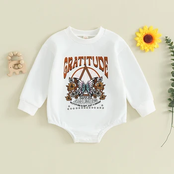 Moda pentru Copii Fete Tricou Romper Fluture de Imprimare de Toamna cu Maneca Lunga, Salopete pentru Nou-născut Copilul Drăguț Haine