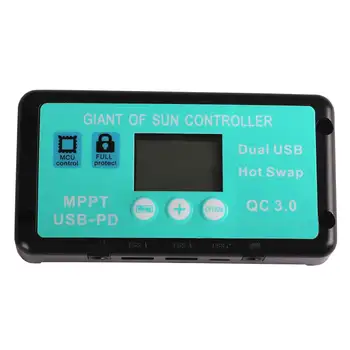 Mppt Controler Solar Dual USB Plus, USB-C de Încărcare Rapidă cu PD Ieșire DC Plug Ecran LCD Controler de Încărcare Solară
