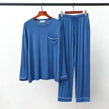 Mult timp PC-uri Solid Pijamale Homewear Culoare Lounge Seturi, Plus Casual Barbati 2 Vrac Maneca de sex Masculin Pentru Modale Purta Dimensiune Sleepwear