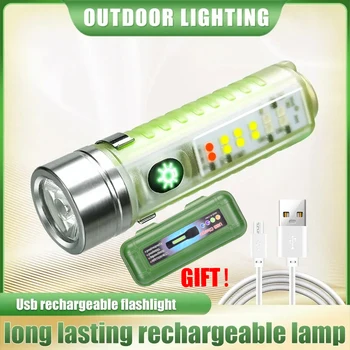 Multifuncțională Mini Lanterna LED-uri Super-Luminoase Focalizare Fixă Lanterna Tip C Reîncărcabilă în aer liber, Camping Pescuit Căutarea Felinar