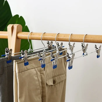 Mărfuri de uz casnic Multifunctional din Otel Inoxidabil Galvanizat Pantaloni Clipuri Metalice Alunecare Clip Rack pentru Haine Pantaloni Off-the-shelf