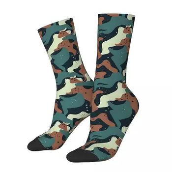 Nebun Ciorap pentru Barbati Camuflaj Armata Verde Militar Camuflaj de Model Hip Hop Vintage Camuflaj fără Sudură Model Imprimat Crew Sock