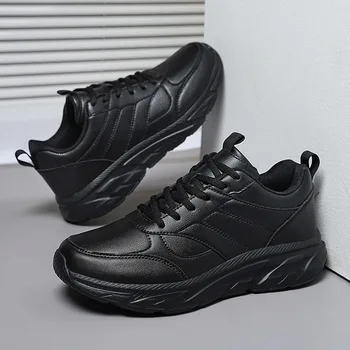 Negru din piele pantofi sport pentru barbati 2023 toamna și iarna noi supradimensionate casual pantofi sport cu pluș și calde pantofi de bumbac