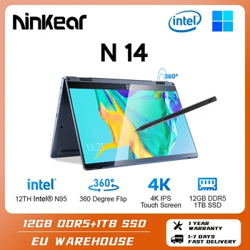 Ninkear N14 Notebook de 14 inch 4K ecran Tactil Laptop 12 Intel N95 Procesor 12GB DDR5 + 1TB SSD Windows 11 Ultralight Notebook
