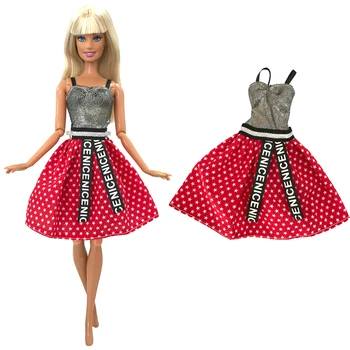 NK 1 Buc Mini Wave Punct Roșu Rochie Fusta de Moda de zi cu Zi Casual Uzura Accesorii Haine pentru Papusa Barbie pentru Fete