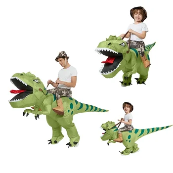 Noi De Vânzare Fierbinte Amuzant Copil Adult Gonflabile De Echitatie Dinozaur Verde Cosplay Costum Copii Rochie Fancy Vacanță Halloween Petrecere Tematica