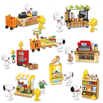 Noi Moc Snoopy Figura Anime Modele Blocuri DIYTable Ornamente Anime Periferice Jucării Kawaii Păpuși Jucarii Pentru Cadouri