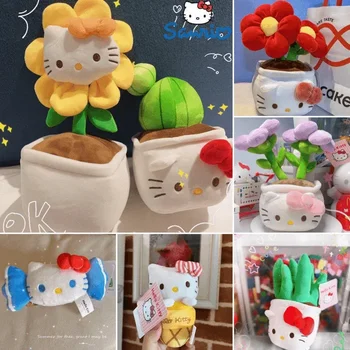 Noi Sanrio Hello Kitty Drăguț De Pluș Umplute Ghivece Cu Plante De Ornament Papusa De Plus Hello Kitty Mov De Pluș Cadou Ornament Floare
