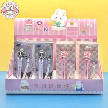 Noi Sanrio Push-pull Eraser 12/24buc Drăguț Kuromi Melodie Înlocuibile de Bază fără Sudură Radiera de Scoala Rechizite de Birou Pentru Studenți