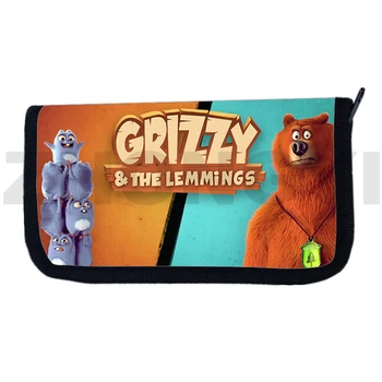Noul Design Grizzy și Lemmings 3D Portofel Lung pentru Oamenii de zi cu Zi Casual, punguța cu doi bani Desene animate de Imprimare Pungă de Ambreiaj Anime Sac de Bani