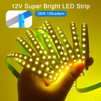 Noul LED Galben Lamaie Banda de Lumina Super-Luminos 2835 5050 12V DC 5m Flexibil Lampa LED 60LED/m 120LED/m Bandă Adezivă Decor Acasă