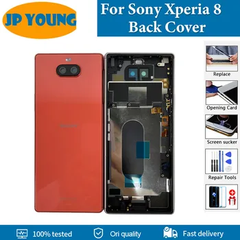 Original Capacul Din Spate Pentru Sony Xperia 8 Spate Capac Baterie Spate Carcasa Ușa Cu Lentilă Aparat De Fotografiat Piese De Schimb