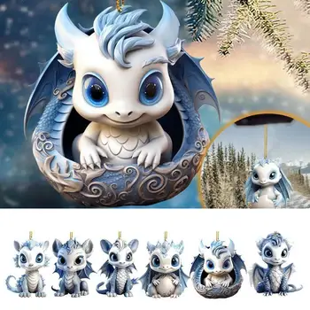 Ornament de crăciun 2D Flying Dragon Copil Pandantiv Pentru Xmas Tree Masina Agățat Decoratiuni Navidad 2024 Cadouri de Anul Nou