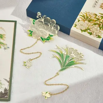 Pagina De Carte Marker Metalic Floare Marcaje Carte De Floare Clip Carte Paginator Scobite Ciucure Marcaj Stil Chinezesc Orhidee Student