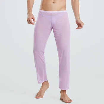 Pantaloni De Pijama Largi Pijamale Plasă De Pijamale Barbati Pentru Barbati Barbatii Sexy Sleepwear Pur Mătase Transparentă