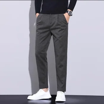Pantaloni pentru bărbați 2023 Nou Toamna Versatil Suplu se Potrivesc Picior Drept Pantaloni Stil de Moda coreeană Barbati Slim Stretch Pantaloni Casual