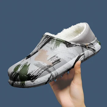 Papuci Barbati de Casa de Iarnă Eva Papuci de casă Pentru Bărbați la Modă Toate-meci de Pluș Cald Fund Gros Usoare Explozive Stil Mans Pantofi
