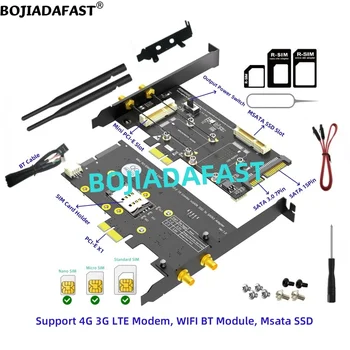 PCI-E 1X Mini PCIe MPCIe & MSATA Slot Adaptor Convertor Card de 1 cartelei SIM 2 Antena Pentru Modulul WiFi 3G 4G LTE Modem Msata SSD