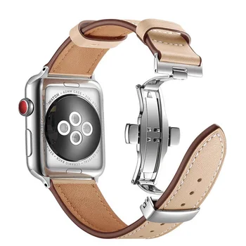 Pentru Apple Watch Band Curea Piele Apple Watch 7 6 5 4 3 2 1 SE 45mm 41mm Fluture Incuietoare Curea pentru iWatch 44/40mm 42 38