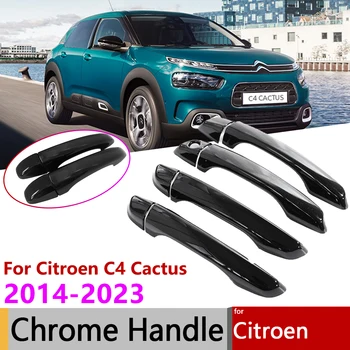 Pentru Citroen C4 Cactus 2014~2023 Luciu Negru Exterior Usa Smart Capacul Mânerului de Echipare ABS de Protecție Autocolante Auto Exterioare Accesorii