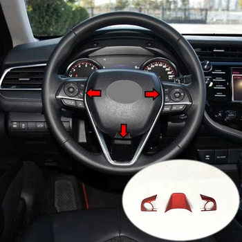 Pentru Toyota Avalon 2019 ABS Mat/Fibre de Carbon/Red Car Volan Butonul de Acoperire Cadru Tapiterie Auto Styling Accesorii 3 Piese