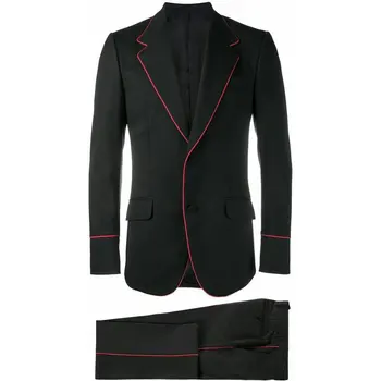 Personalizat-a Făcut pe Bărbați în Costume Negre, Două Butoane de Mire, Smokinguri Notch Rever Cavalerii de onoare 2 Bucati Set ( Sacou + Pantaloni + Papion ) D494