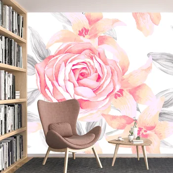 Personalizat autoadezive Acceptă imagini de Fundal pentru Camera de zi Trandafir Roz Natură TV de Fundal de Design de Perete Lucrări de Home Decor Mural Printuri