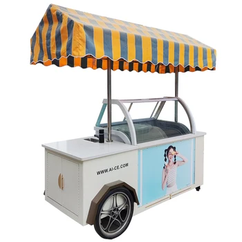 Personalizate Chioșc De Înghețată În Aer Liber Gelato Ice Cream Cart Mobile Push Căruțe Alimentare De Vânzare