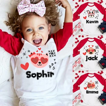 Personalizate de Valentine Copil T-Shirt pentru Copii Cat Dog Print T Shirt Copil Ziua Îndrăgostiților Uite Tinuta Topuri Fete Baieti Haine