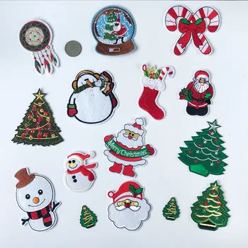 PGY 15 buc/Lot Pom de Crăciun ,om de Zăpadă, Elan Seturi de Patch-uri Brodate Fier Pe Haine Aplicatii de Bricolaj Copil Haine Cadou de Crăciun