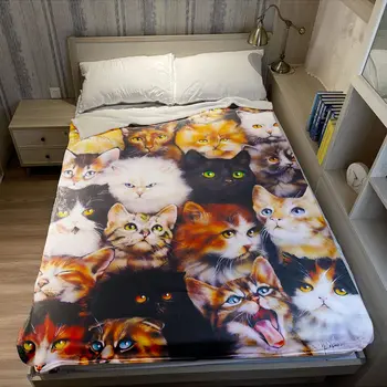 Pisica drăguț de Design de Pat Flanel Pătură Ușoară Confortabilă de Pluș Arunca Pătură pentru Dormitor cu Canapea extensibilă pentru Fete Aldults Cadouri