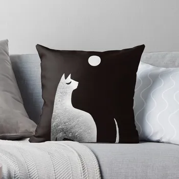 Pisica fantomă și Luna în alb și negru Pernă față de Pernă Decorative Acasă Canapea Pernă Acoperă