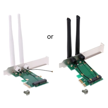 Placa de Retea Wireless Mini PCIE Card PCI-E Adaptor Convertor cu Antene Scăzut