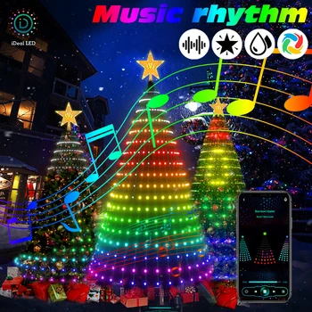 Pomul de crăciun Lumini cu Led-uri App de la Distanță Inteligent DIY Programare Tuya RGB Multicolor Zână LED Star Șir Cascada Casă Curte Decor