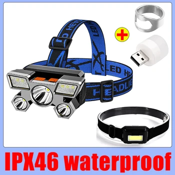 Puternic 5LED Cap Lanterna USB Reîncărcabilă pentru Pescuit Faruri Led Camping Faruri de Vânătoare Lanternă Drumeții Fața Felinare