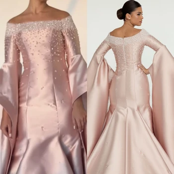 Rafinat de Potrivire Bateall Sirenă Etaj Lungime rochie de Bal Formale Ocazie Rochii Conservatie Satin vestido de casamento 2023