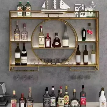 Raft Whisky Vin Dulapuri Industriale Moderne Club Agățat Bar Cabinet De Băuturi Ecran Metalic Ar Fi Adega Barzinho Mobila De Bucatarie