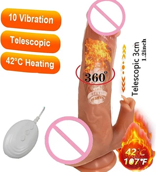 Realistic Dildo Vibrator pentru Femei Penetrare Penis G Spot Stimularea Clitorisului Telescopic Dick Portabile Adult Sex Jucarii Cupluri