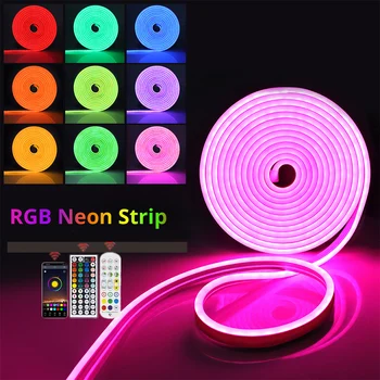 Rezistent la apa Smart Tuya WiFi 12V RGB Lumini de Neon Banda 3m 4m 5m de Control Bluetooth Muzica Sync Led-uri Colorate de Neon Banda Decor Cameră