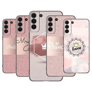 Rose Pink Princess Queen Caz de Telefon Pentru Samsung Galaxy S22 Pro S20 S21 Ultra FE S10 Lite 5G S10E S9 S8 Plus Moale TPU Capacul Negru